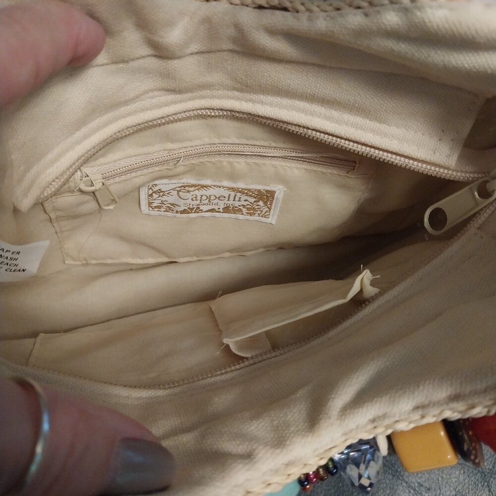 3738 Small Wicket and Beaded Handle Capellin Handbag. - Picture 6 of 6